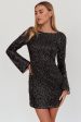 Lakshmi Long Sleeve Open Back Mini Dress Spangle Black Discount