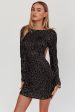 Lakshmi Long Sleeve Open Back Mini Dress Spangle Black Discount