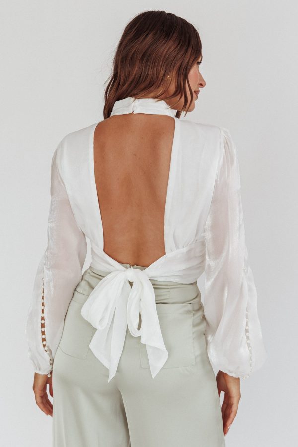 Caia Pearl Detail Open Back Top White Online