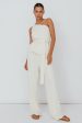 Austin City One-Shoulder Waist Tie Top Cream Hot on Sale