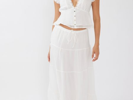 Azura Drawstring Maxi Skirt White Online Sale