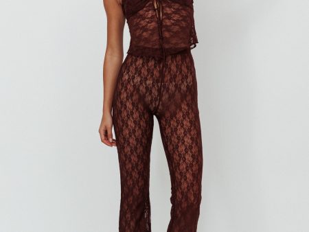 A La Mode Lace Pants Brown For Discount