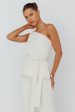 Austin City One-Shoulder Waist Tie Top Cream Hot on Sale