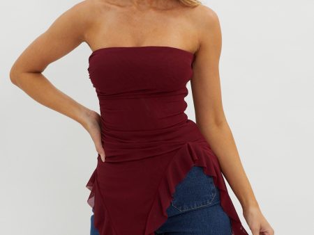 After Party Ruffle Trim Top Sangria Online