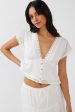 Azura Scalloped Lace Trim Top White Cheap