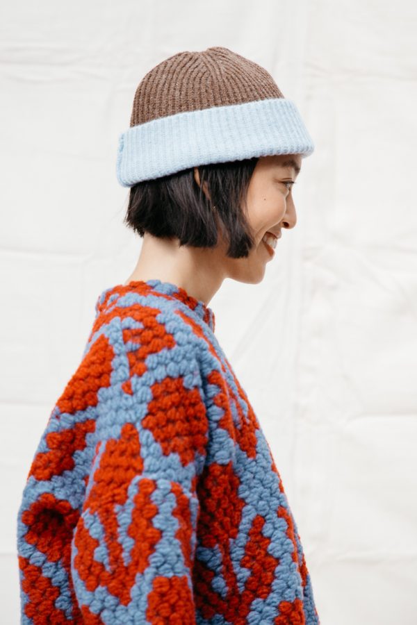 Roth Colorblock Beanie, Sky Walnut Online