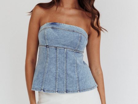 Cathlin Strapless Top Denim Blue For Discount