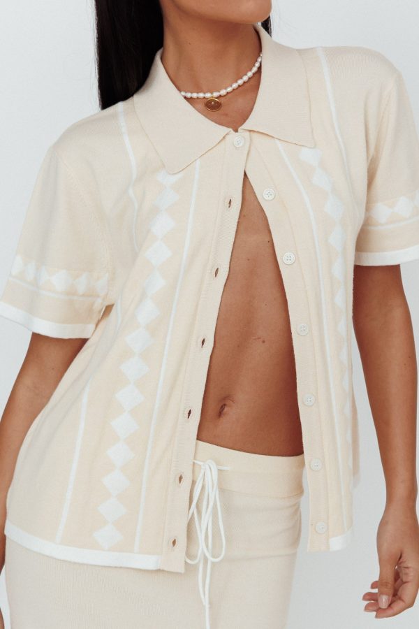 Amalfi Sun Knit Button-Up Shirt Sand Online Sale