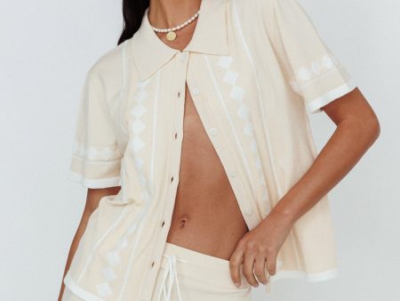 Amalfi Sun Knit Button-Up Shirt Sand Online Sale