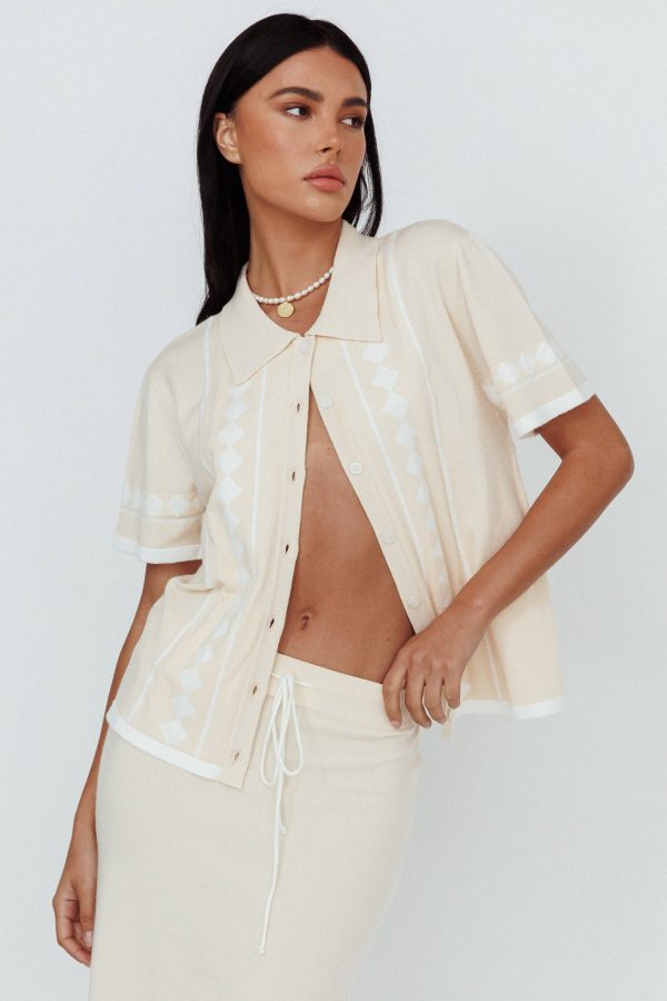 Amalfi Sun Knit Button-Up Shirt Sand Online Sale