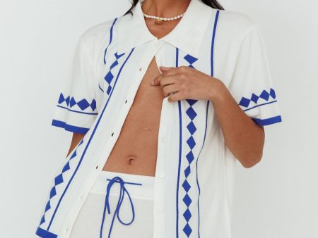 Amalfi Sun Knit Button-Up Shirt White Hot on Sale