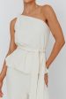 Austin City One-Shoulder Waist Tie Top Cream Hot on Sale