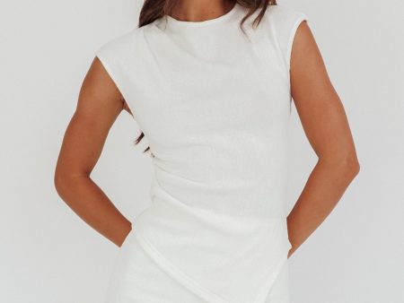 Calculated Cap Sleeve Ribbed Knit Top White Fashion