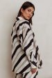 Alex Long Sleeve Striped Print Shirt Black Cream For Discount