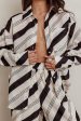 Alex Long Sleeve Striped Print Shirt Black Cream For Discount