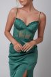 Trophy Lace Bodice Midi Dress Emerald Hot on Sale