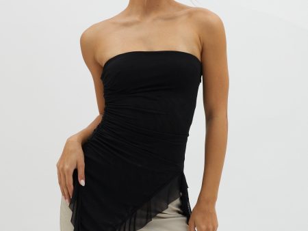 After Party Ruffle Trim Top Black on Sale