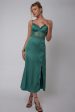 Trophy Lace Bodice Midi Dress Emerald Hot on Sale